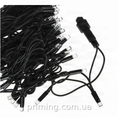 Светодиодная уличная гирлянда Xmas LED 100L 3.3 Line M-2 10 м, разноцветная RGB на 220 В, черный провод