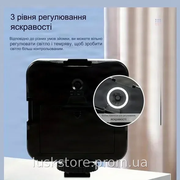 Мини LED-лампа Mobile AY-49S для фото и видео, 49 светодиодов, холодный свет 6500K, три уровня яркости, клипса