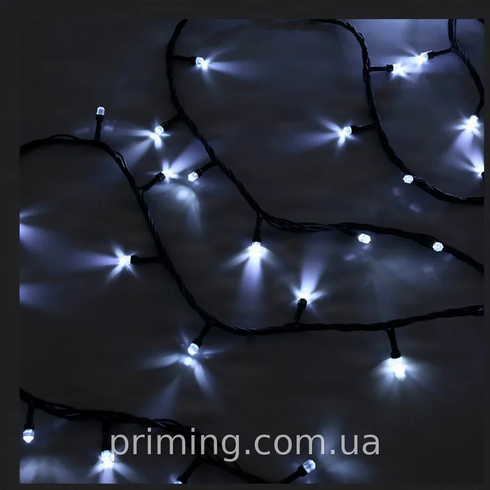 Світлодіодна гірлянда 400 LED 26 м на чорному дроті холодне біле світло 8 режимів для ялинки та інтер'єру
