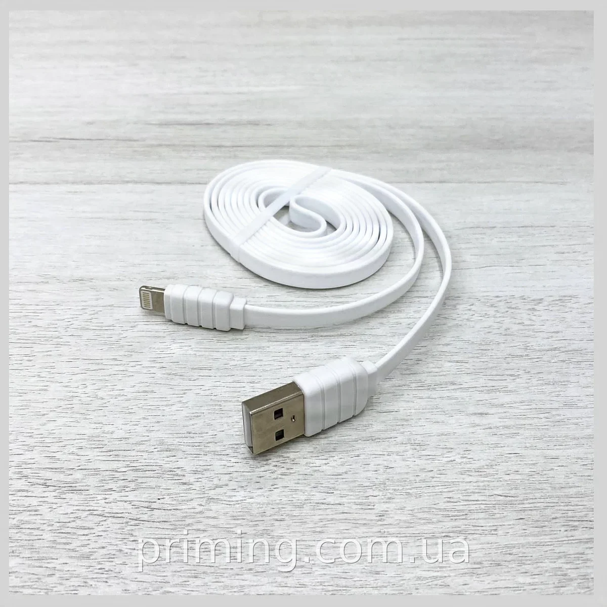 Зарядний кабель USB Lightning для iPhone Konfulon S32 плоский 1.2 м білий, швидка зарядка 2.1A