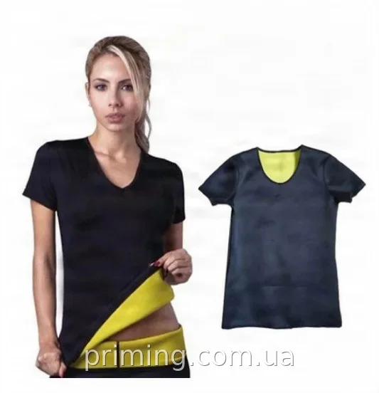 Футболка для похудения Hot Shapers с неотексом женская, усиленное потоотделение для тренировок, черная 2XL 3XL