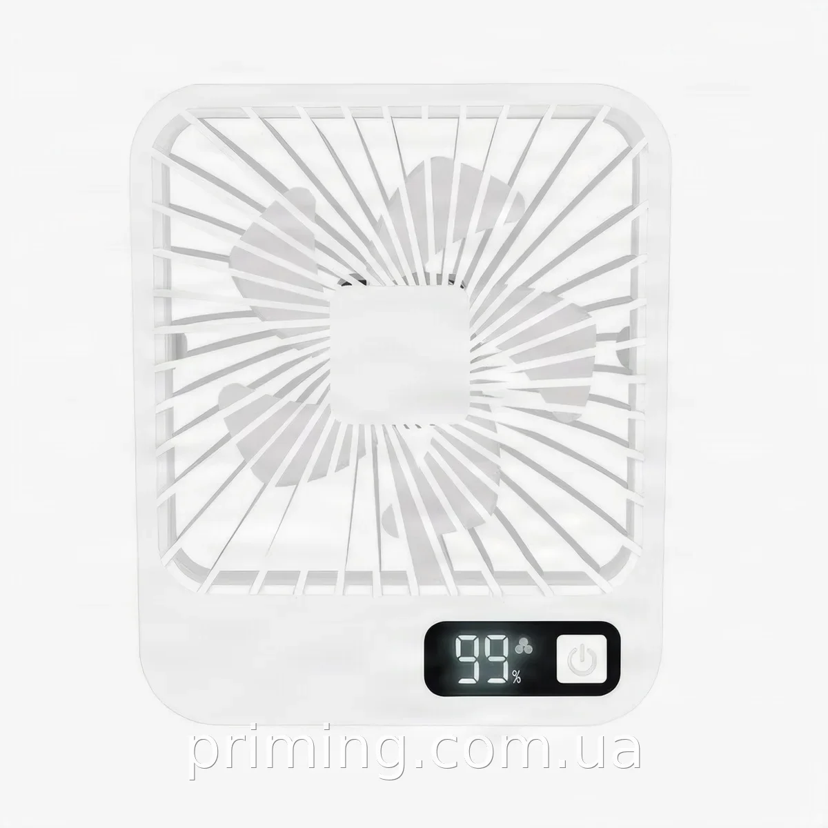 Акумуляторний настільний міні вентилятор Desktop Stand Fan білий з дисплеєм, 5 швидкостей, 140 мм, для дому