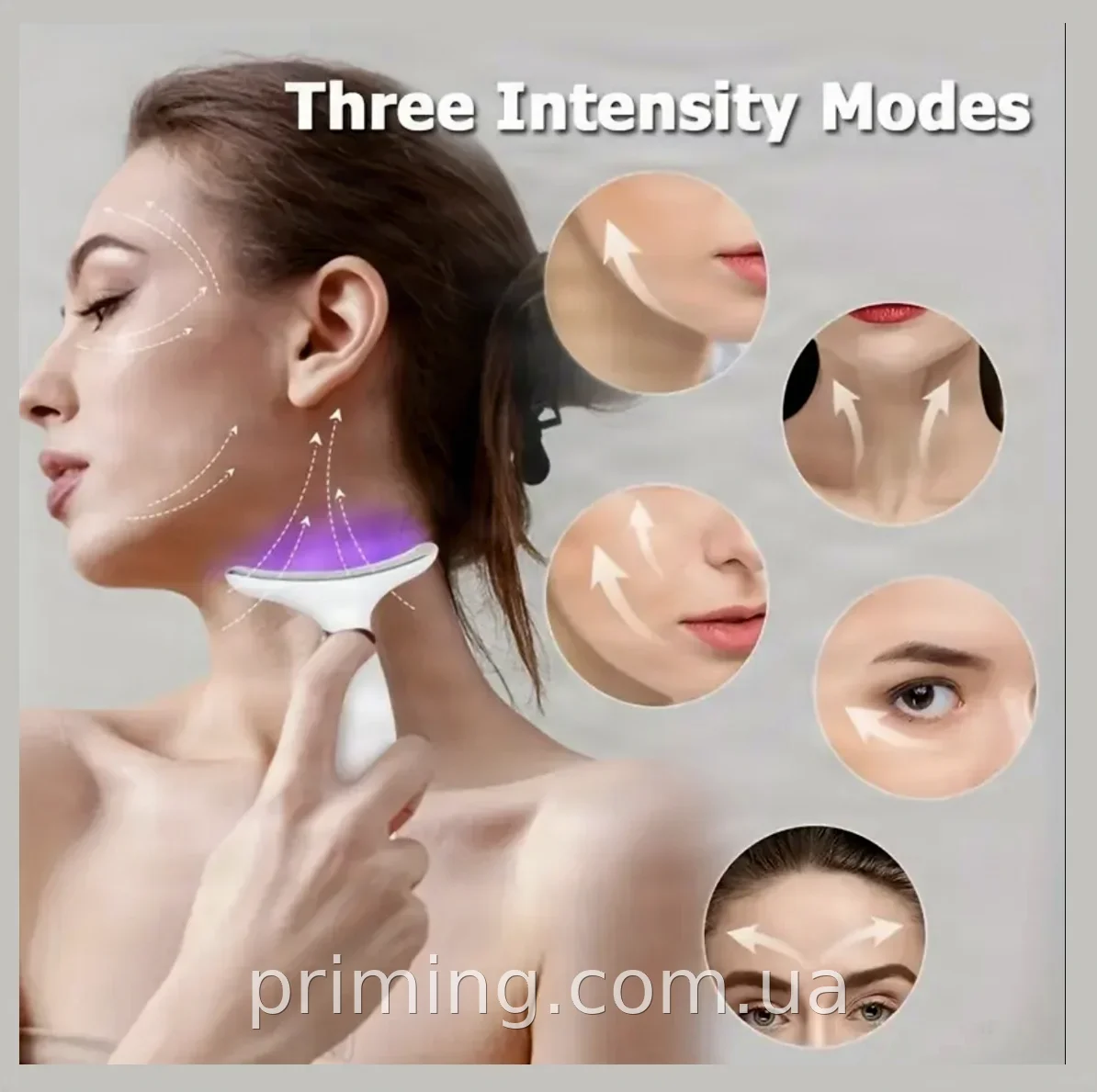 Мікрострумовий масажер для обличчя та шиї Neck Beauty Device, LED світло та підігрів, 7 режимів для підтяжки шкіри