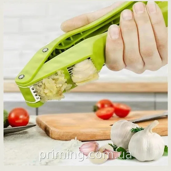 Ручний прес для часнику 2 в 1 Garlic Slicer - давилка та слайсер з нержавіючої сталі, миється в посудомийці