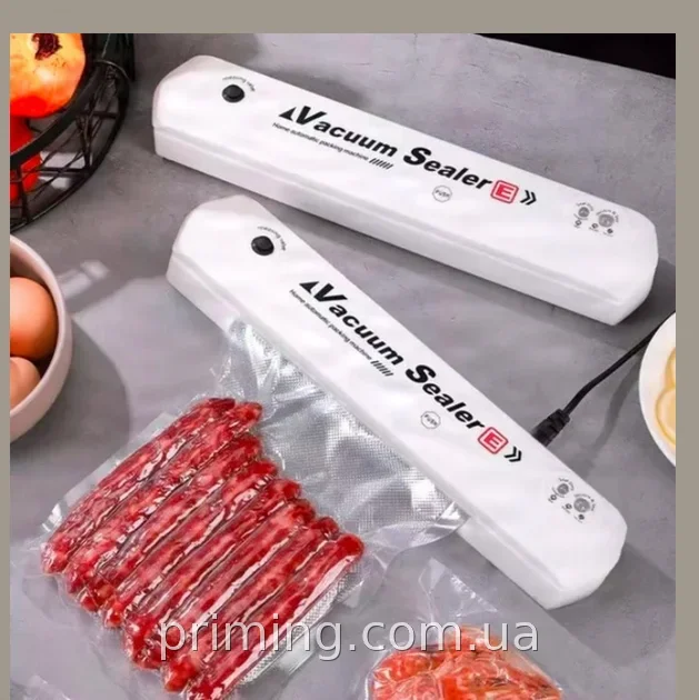 Вакуумний пакувальник продуктів для дому білий, кухонний вакууматор для тривалого зберігання