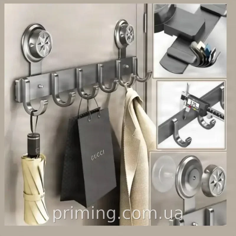 Металлическая вешалка на дверь LOFT Storage Rack AND 101-20, 6 навесных крючков для одежды, полотенец и сумок