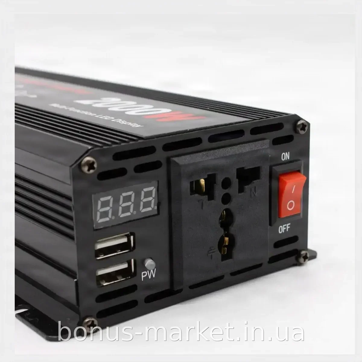 Инвертор напряжения 12V-220V 2000 Вт с чистой синусоидой, защитой от перегрузок и разряда аккумулятора