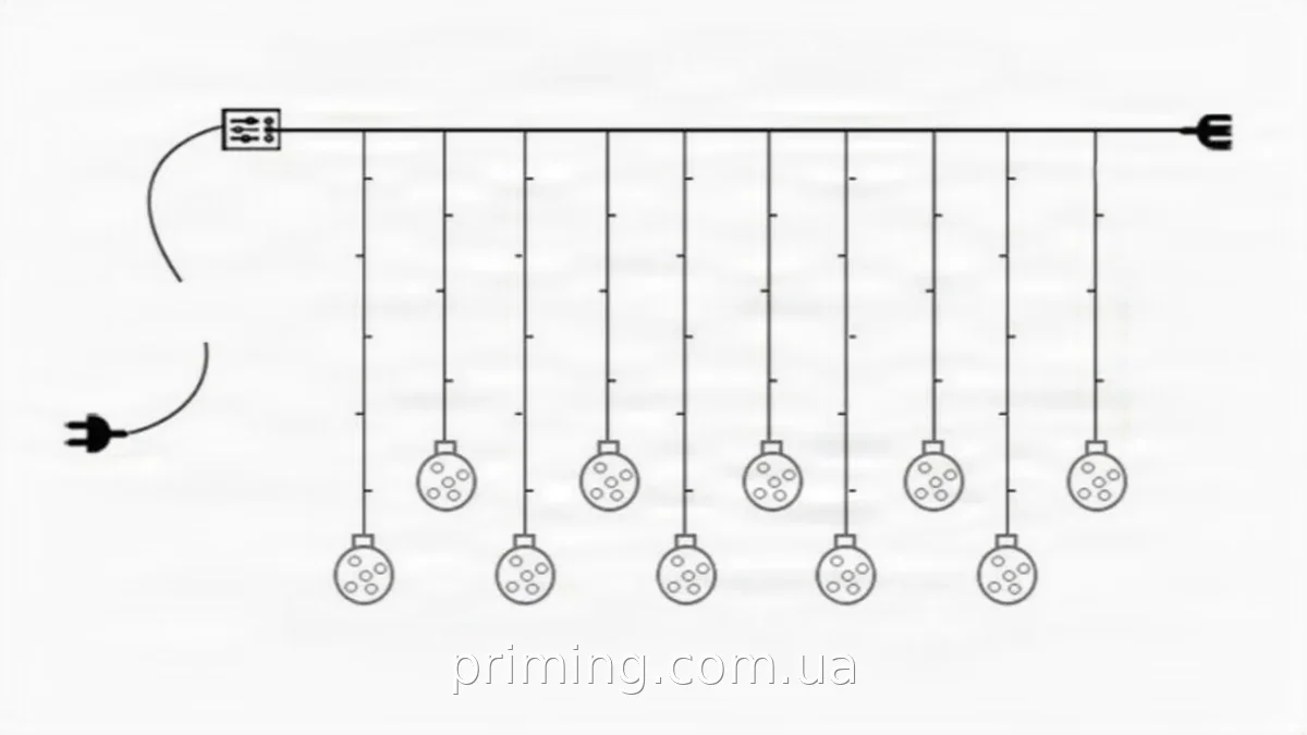 Светодиодная гирлянда штора 3×1 м мультиколор 6 нитей 138 LED с контролером и 8 режимами для интерьера