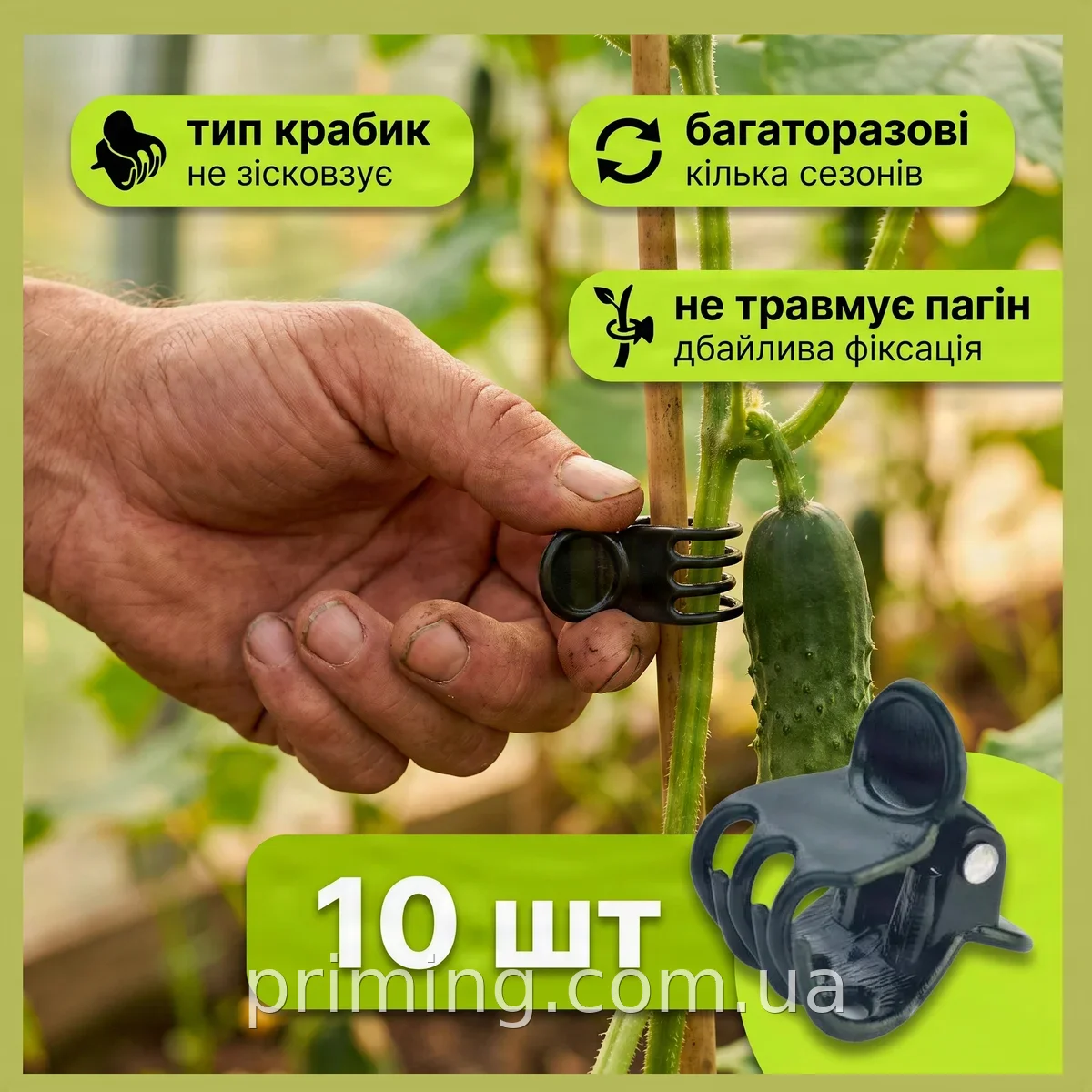 Набір кліпс-крабиків для рослин 10 шт, кріплення для підтримки стебел і лоз, міцні затискачі Andopt AND 5434