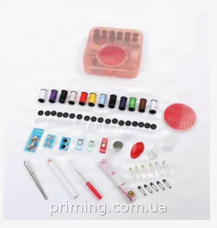 Швейный набор в органайзере SEWING KIT XL-695 YU227 розовый, 86 предметов для шитья и рукоделия дома