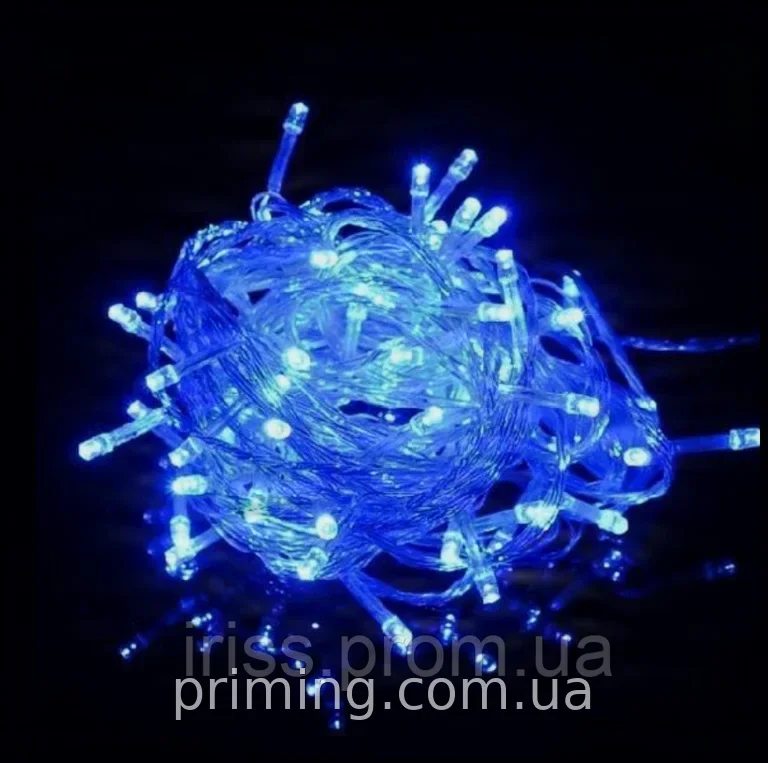 Светодиодная гирлянда классическая синяя 300LED, белый провод, уличная морозостойкая и влагозащищенная RD-7058