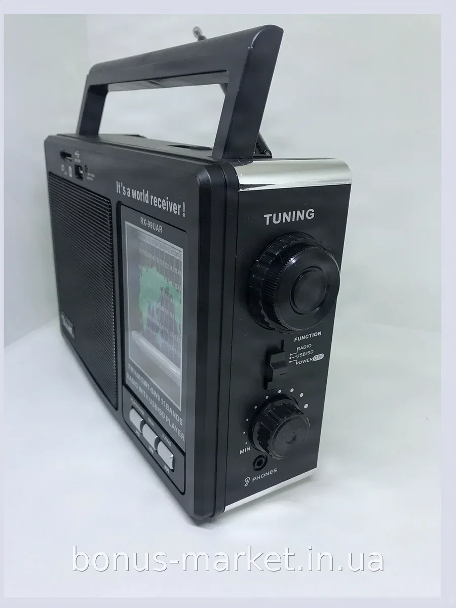 Радиоприемник портативный Golon RX-99UAR с аккумулятором, USB и картридером для FM и MP3, мощность 15 Вт