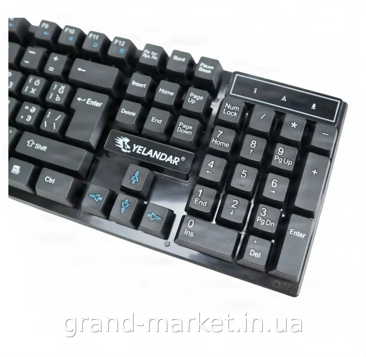 Бездротова клавіатура YELANDAR K100 з кирилицею, повнорозмірна, для ПК, ноутбука та Smart TV, чорна