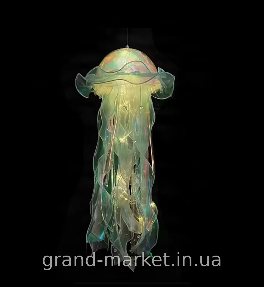 Світлодіодний світильник Медуза Jellyfish lamp AND HA-113 круглий пластик на батарейках настінно-стельовий жовтий