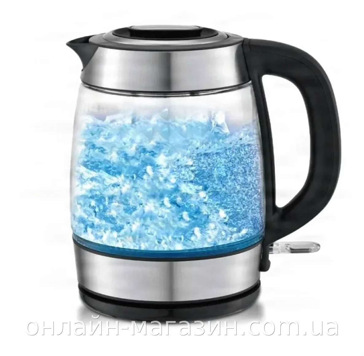 Електричний чайник скляний Domotec MS-7946 1.7 л 2200 Вт з LED-підсвічуванням, автовідключенням і терморегулятором