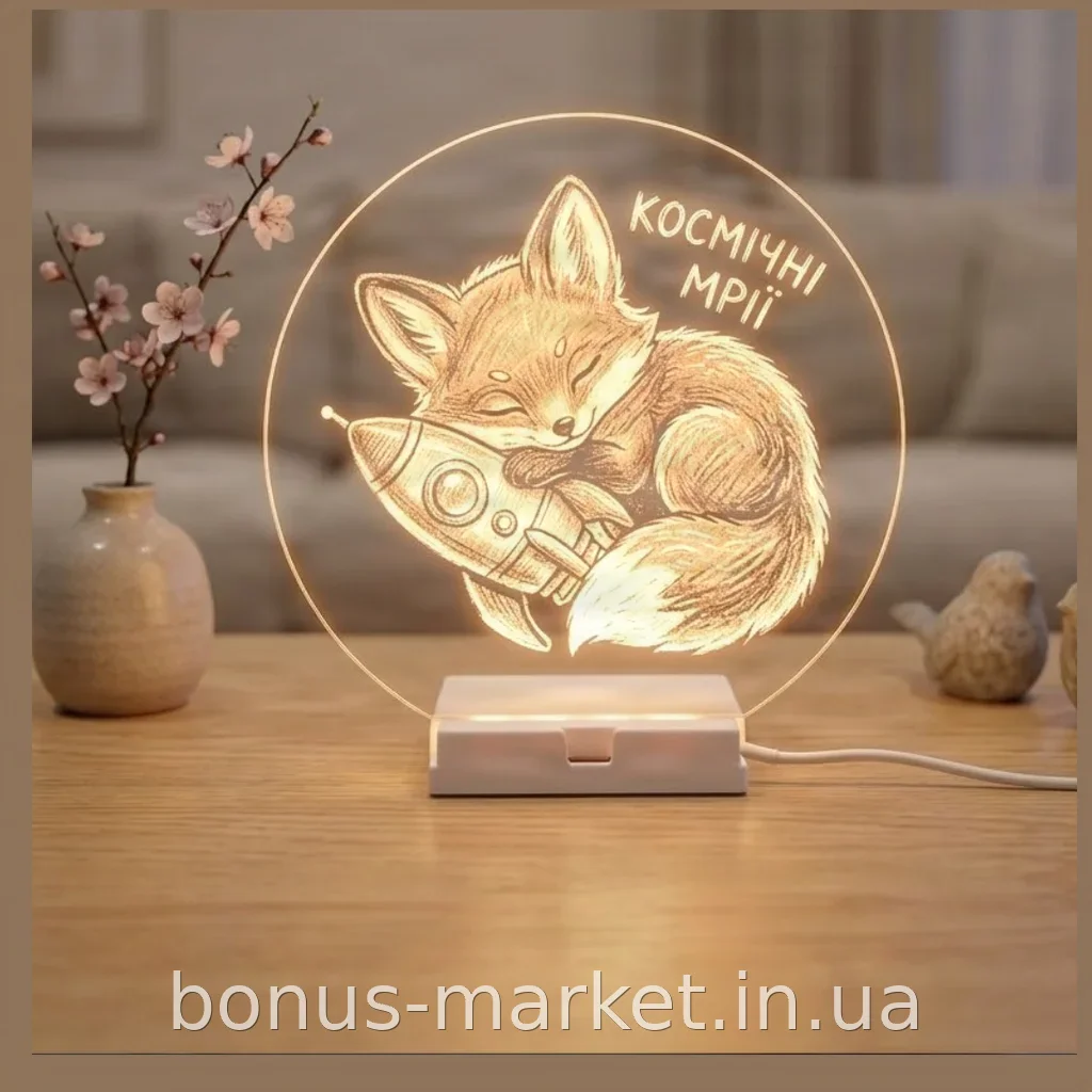 Светильник-ночник LED-доска для рисования светом 20 см круглая, USB-питание, маркер в комплекте для детей
