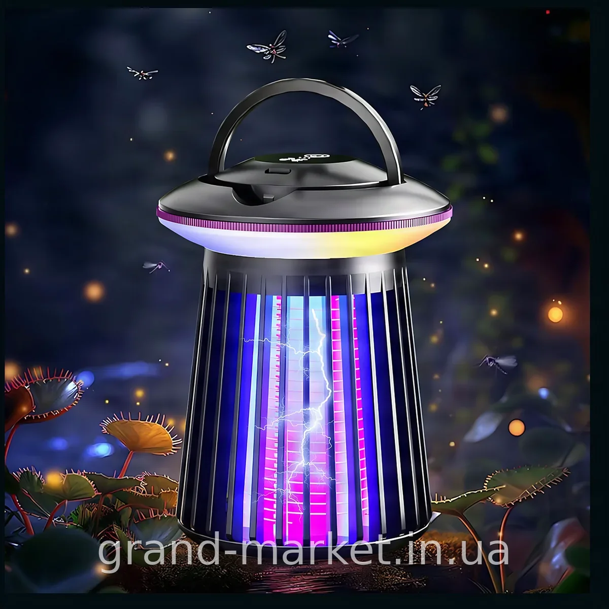 Антимоскітна лампа-світильник акумуляторна USB, пастка для комарів та мошок, 2000 мАг, XL-1413, чорна