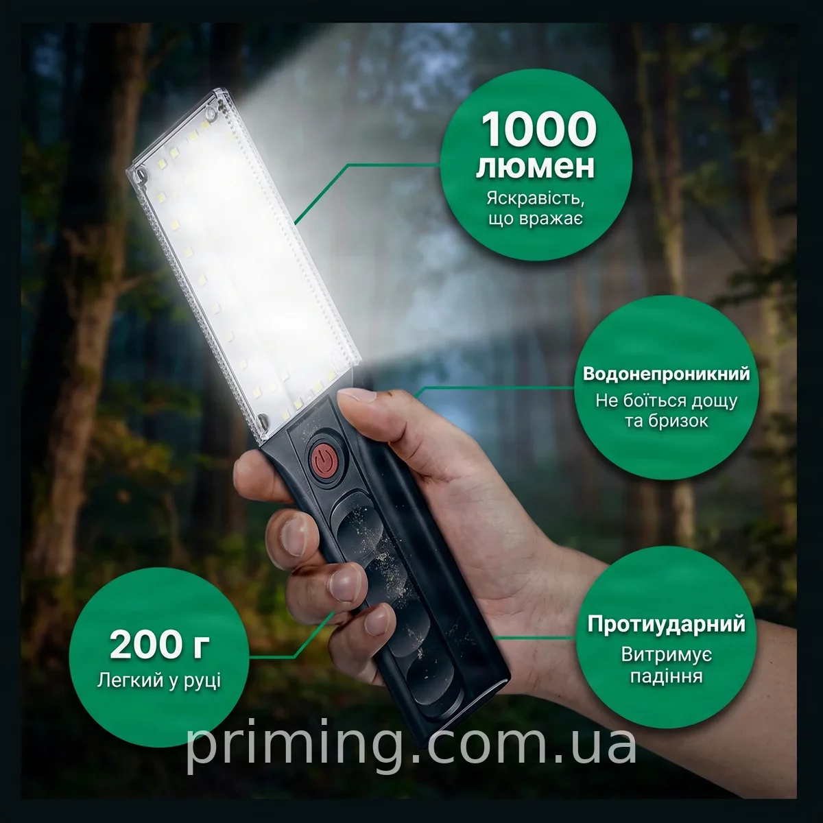 Аккумуляторный светодиодный фонарик TORCH ZJ-1258, 1000 люмен, водонепроницаемый, с крюком для подвешивания