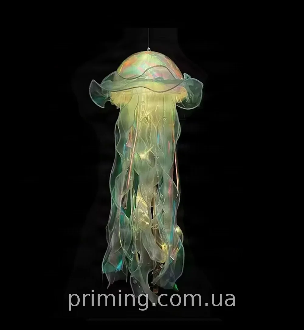 Светильник Медуза Jellyfish lamp LED настенно-потолочный пластиковый желтый на батарейках для уюта интерьера