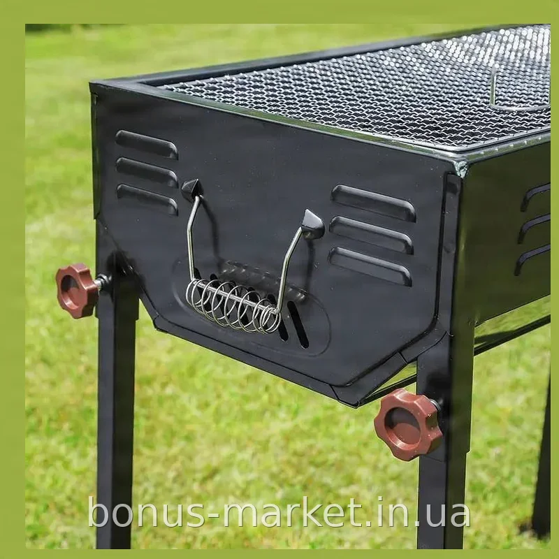Складной мангал-барбекю Barbecue CA-03-1 с ножками, решеткой, противнем и щипцами из стали, жаростойкая эмаль