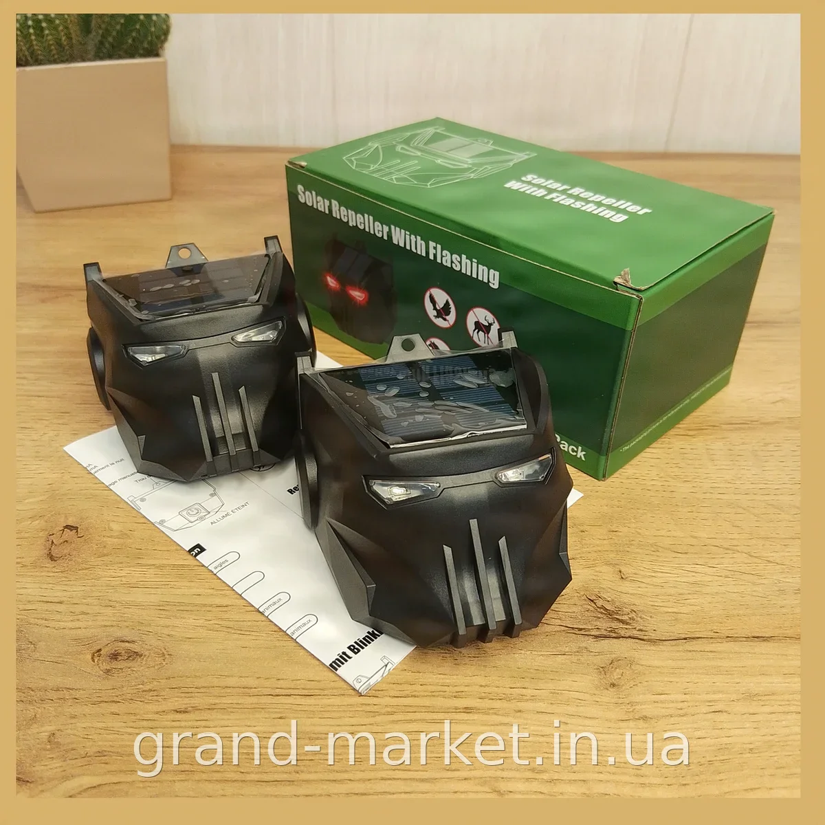Ультразвуковой отпугиватель на солнечной батарее с мигающей LED-подсветкой - 2 шт для защиты сада от грызунов