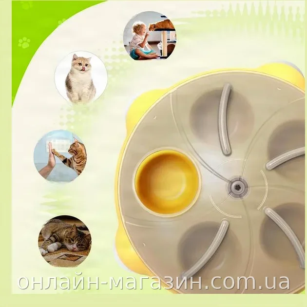 Інтерактивна годівниця для котів-головоломка, що обертається 360°: іграшка для розвитку та годування