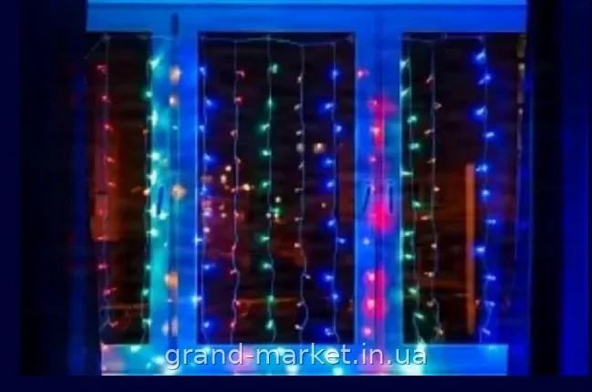 Світлодіодна гірлянда штора 240LED RD-080 водоспад 2×2 м, мультиколор, 8 режимів, 220В, для дому та вулиці
