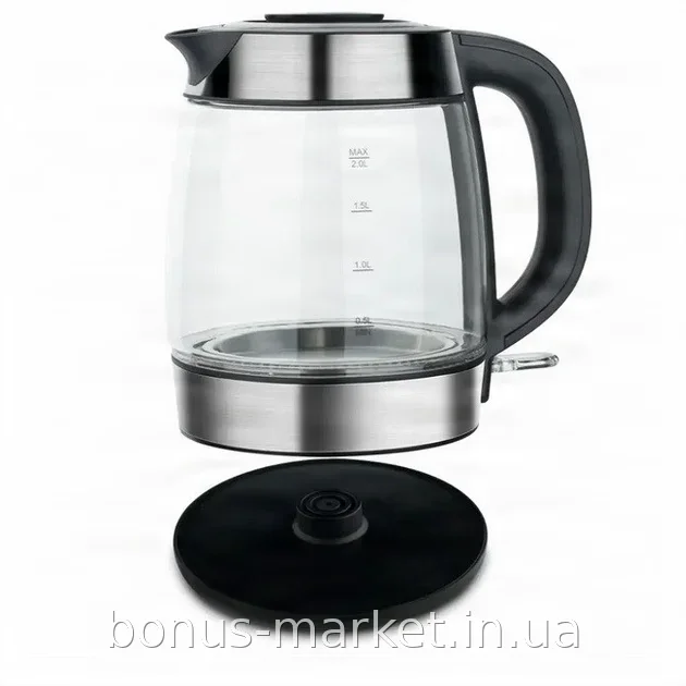 Электрический стеклянный чайник Domotec MS-7946 1,7 л, 2200 Вт, LED-подсветка, автоотключение, терморегулятор