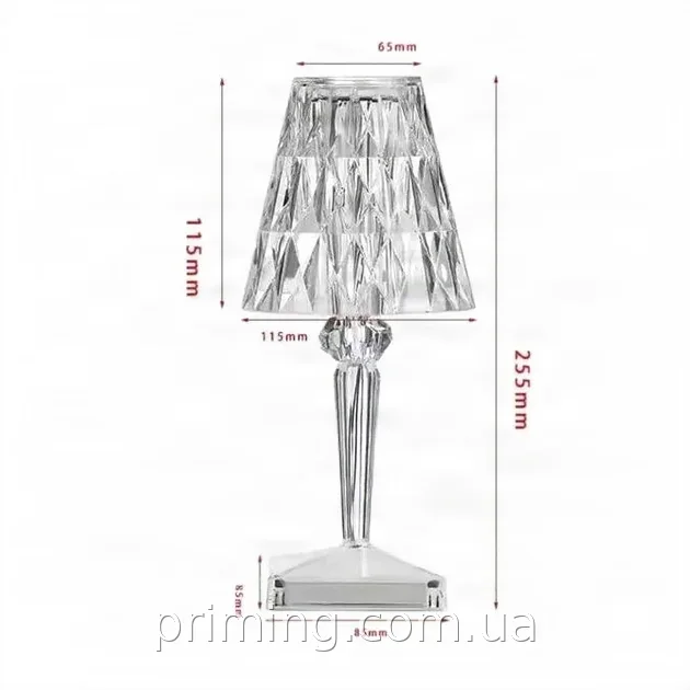 Декоративный LED ночник Crystal light Бриллиант, аккумуляторный хрустальный светильник, сенсорный выключатель