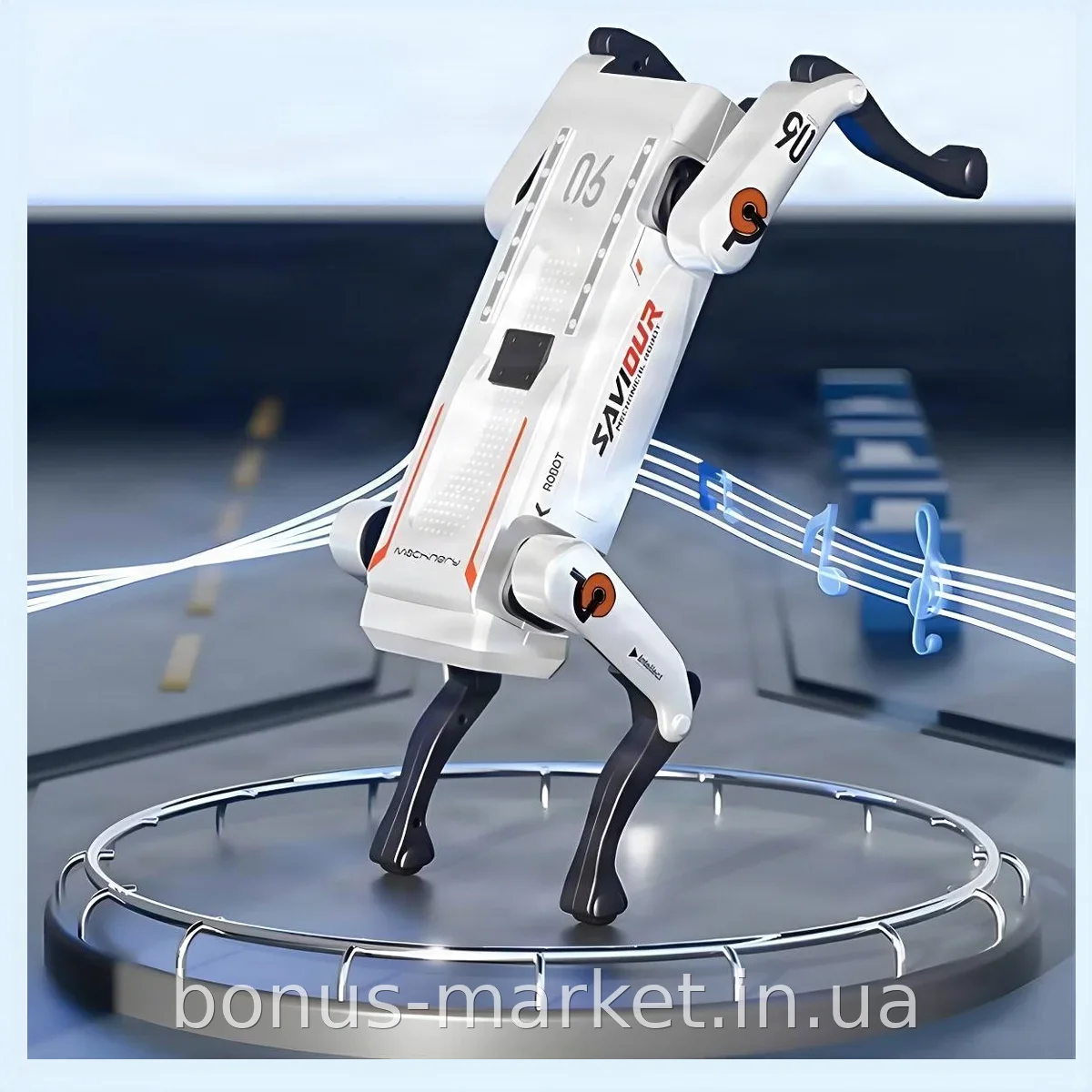 Интерактивный робот-собака на пульте управления AI Robot White, подвижная игрушка со световыми эффектами для детей
