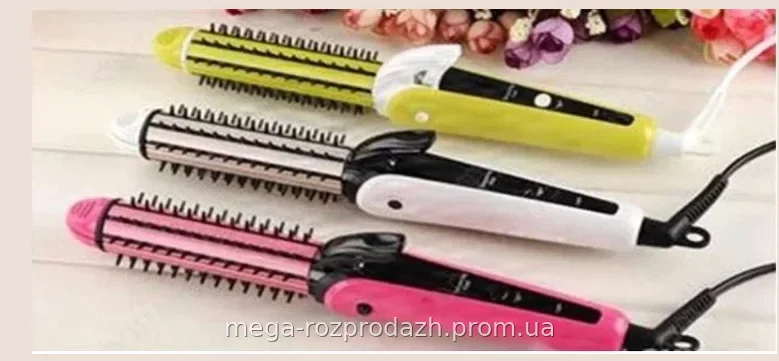 Мультистайлер Nova NHC-8890 3 в 1 - для выпрямления, гофре и завивки волос, с керамическим покрытием и ионизацией