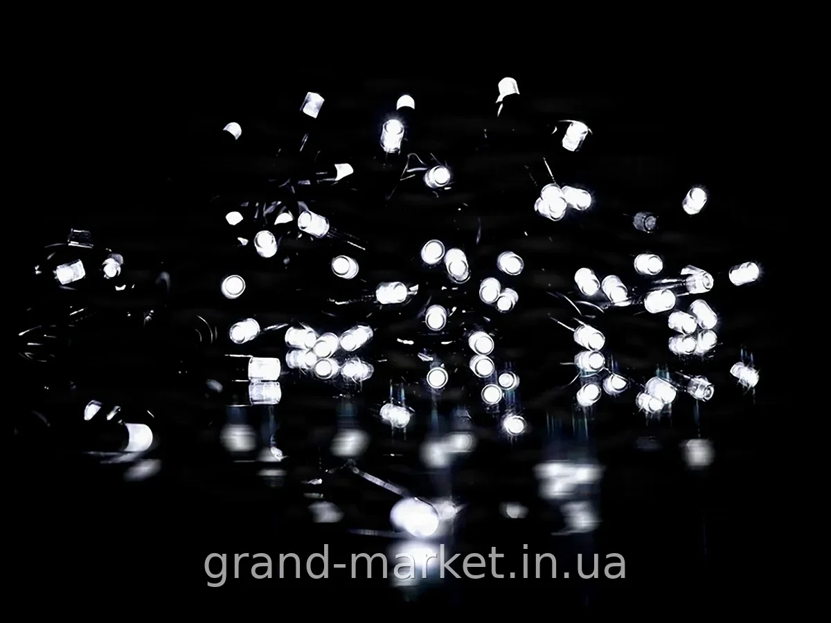 Вулична світлодіодна гірлянда 10м 100LED біле світіння, чорний провід 3.3мм для дому та саду L Lux