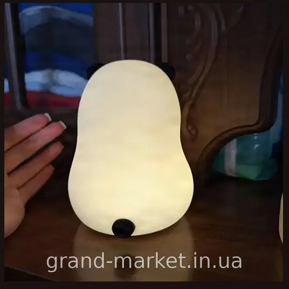 Силіконовий нічник Панда з сенсорним керуванням RGB, акумулятор 1000 мА·год USB, дитячий світильник з LED