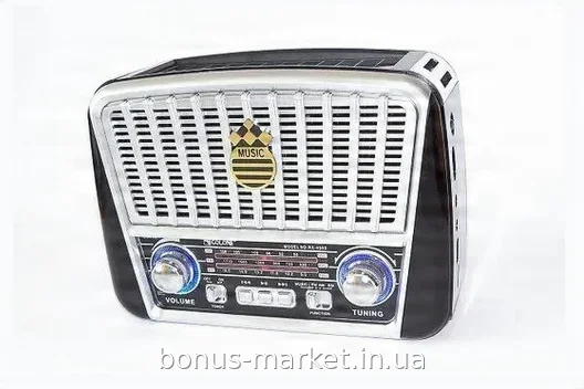 Портативный радиоприемник Golon RX-456S с аккумулятором, солнечной панелью, USB и FM-тюнером, черный