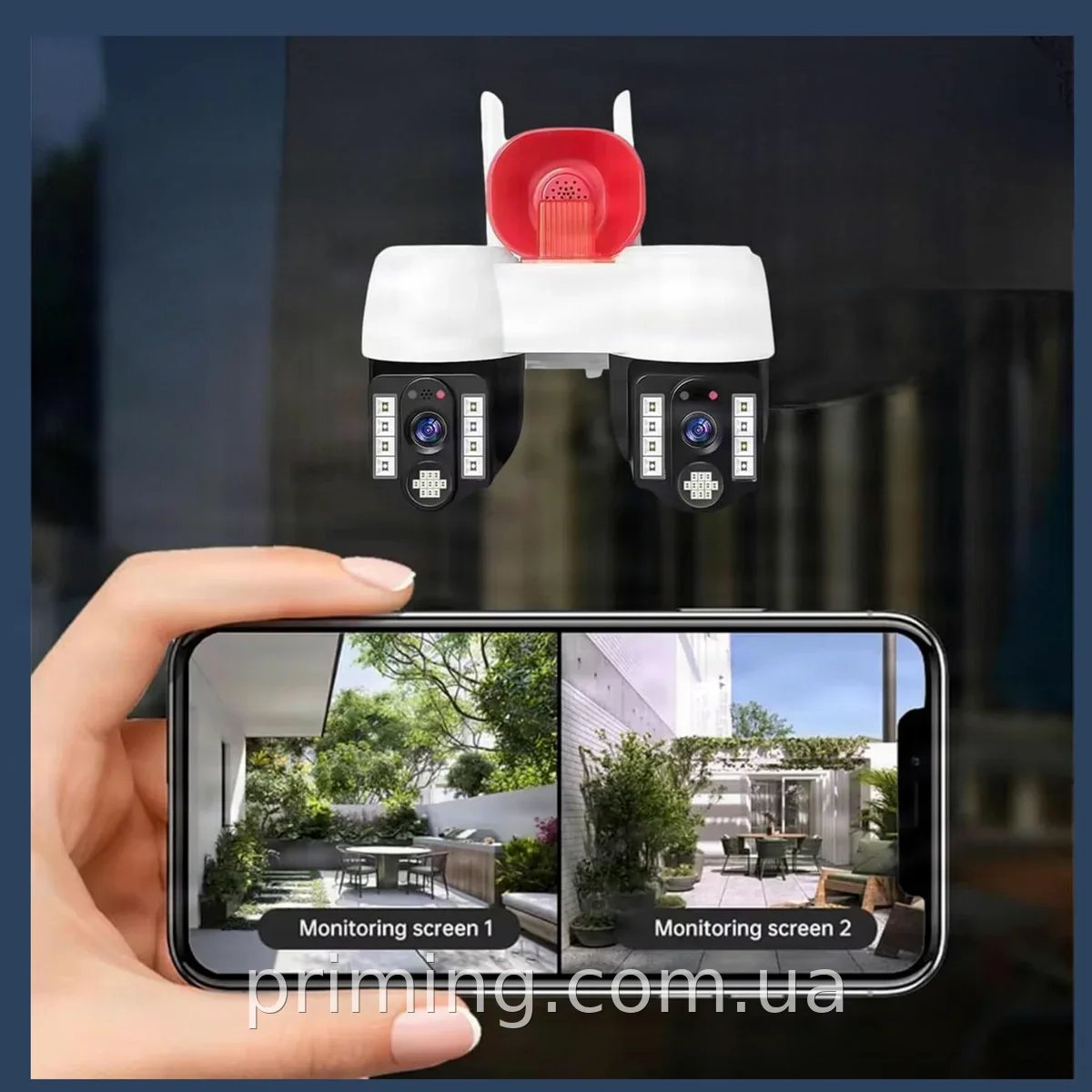 IP Wi-Fi двойная камера видеонаблюдения 6 МП с двумя объективами и сиреной A2S V380Pro, поворотная 360°