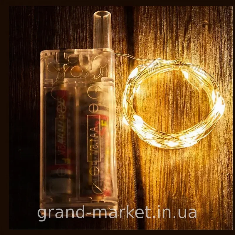 Светодиодная гирлянда 3 метра 30 LED ламп Капля росы на медном проводе, зеленая для декора комнаты и праздника