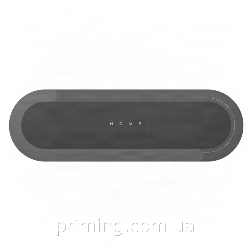 Вологопоглинаючий неслизький килимок для ванни та кухні овальний 40x120 см сірий ПВХ з гумовою основою W006