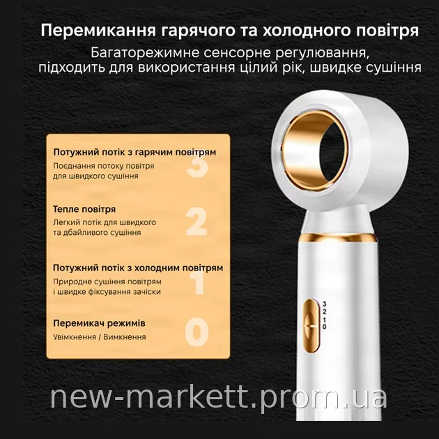 Фен для волос 3 в 1 профессиональный для быстрой сушки, укладки и завивки, турбинный мотор AND LY-945