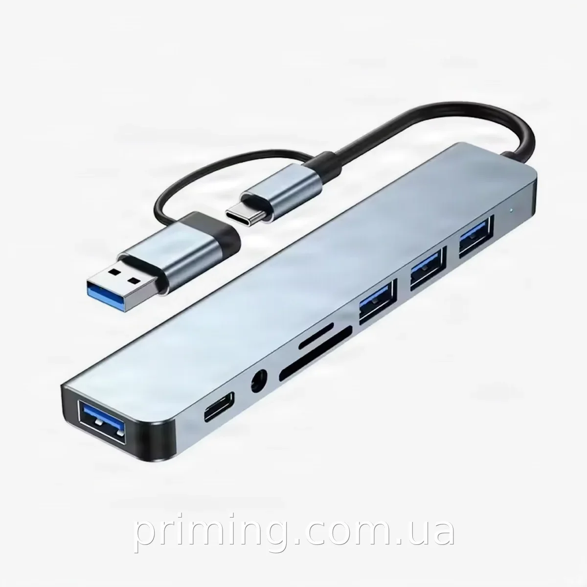 Багатофункціональний кардридер USB-хаб адаптер Type-C на USB SD TF для ноутбука, телефона та планшета