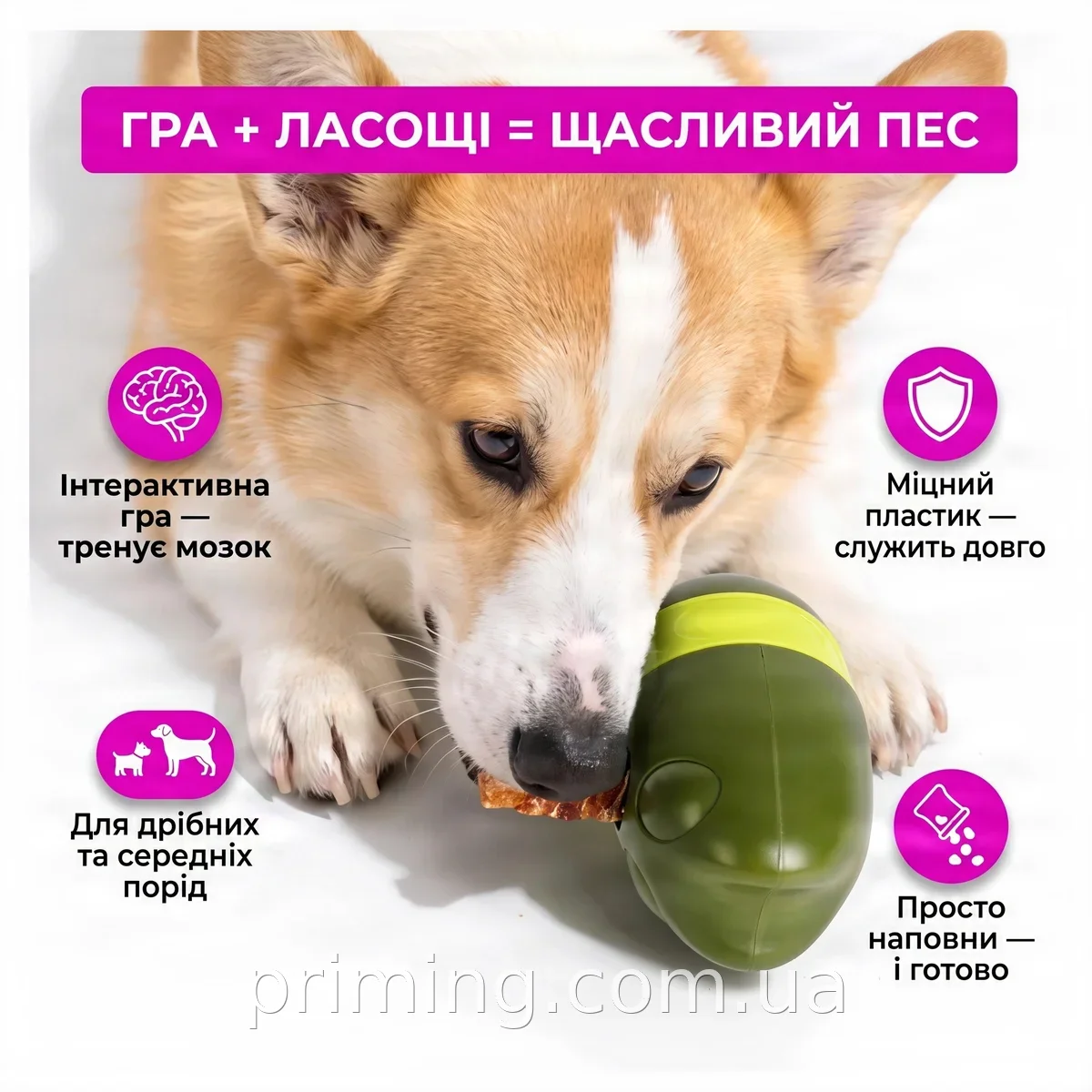 Іграшка-годівниця інтерактивна AND LY-1072 для собак дрібних та середніх порід - дозатор ласощів та сухого корму