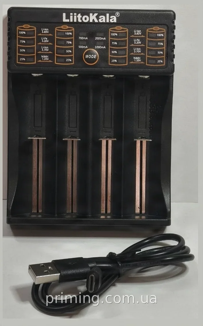 Зарядний пристрій LiitoKala Lii-402 Micro-USB для акумуляторів 18650, AA, AAA, Li-ion, NiMH, 4 слоти