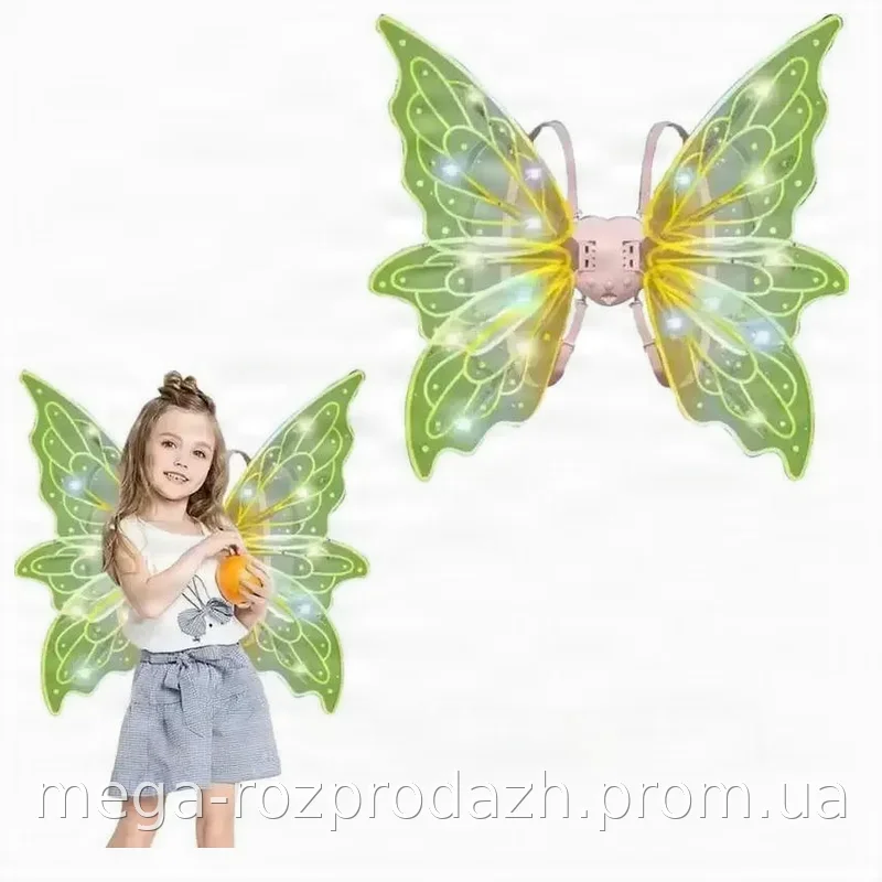 Музыкальные светящиеся крылья бабочки феи Shadow Angel N5 с зеленой LED подсветкой