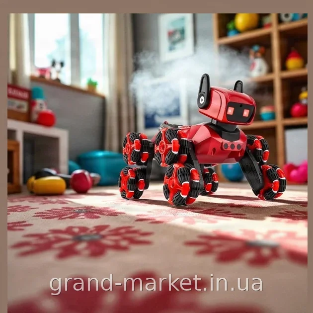 Интерактивный робот-собака 8-Wheel Mechanical Dog NO.1038 с пультом ДУ, браслетом и световыми эффектами