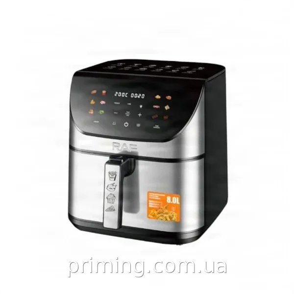 Аэрогриль 8л 1700Вт 500Вт Air Fryer RAF R.5388 черный, быстрый нагрев для здоровой жарки без масла и жира