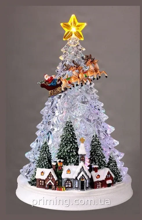 Новорічний нічник XMAS WDL-24080A, світлодіодний світильник «Ялинка» із зіркою, 31.5 см, працює від батарейок або USB