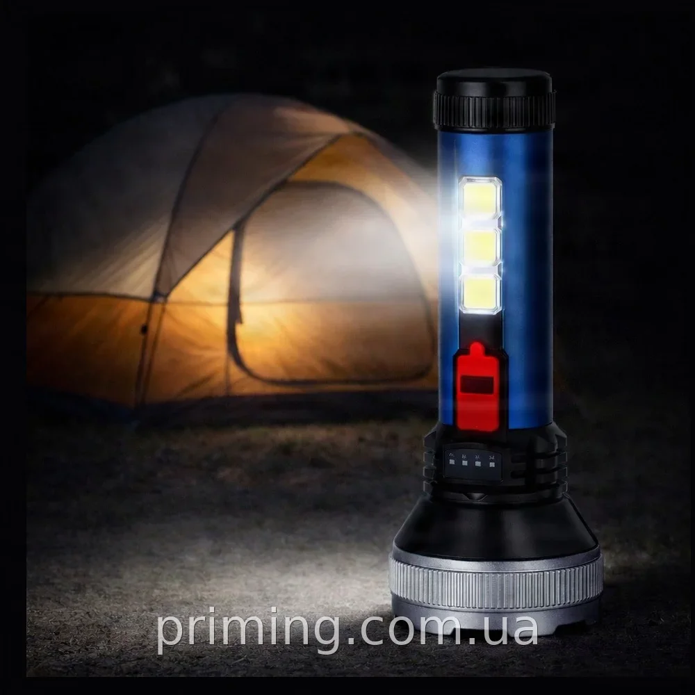 Ручной аккумуляторный фонарь 5W LED+COB 4 режима micro USB, влагостойкий, дальность 300 м, модель CB-C95
