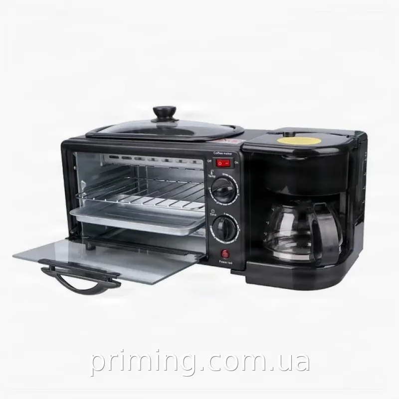 Многофункциональная кухонная машина 3в1 Domotec MS 5308B: печь-гриль-кофеварка 7л с конвекцией и таймером
