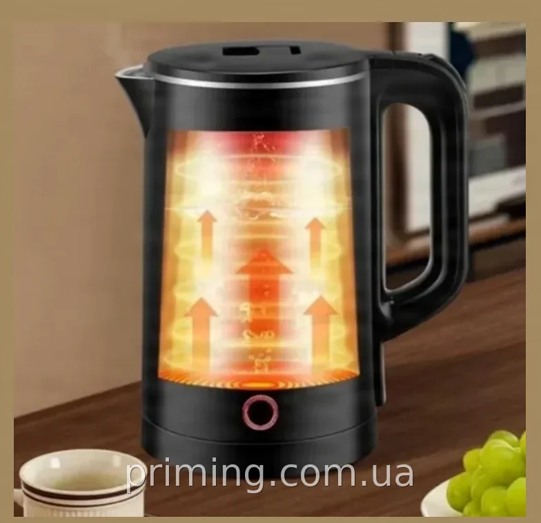 Электрочайник Domotec MS-5028 1.8л 1500Вт черный и белый, скрытый нагреватель из нержавейки, автоотключение