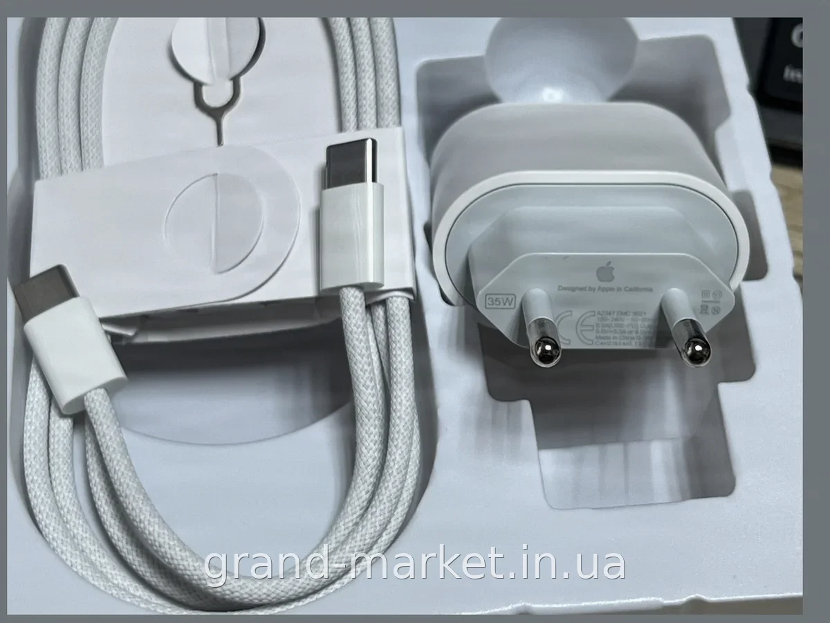 Сетевой адаптер питания 35 Вт с быстрой зарядкой, Type C на Type C для iPhone 15/16/17, кабель в комплекте