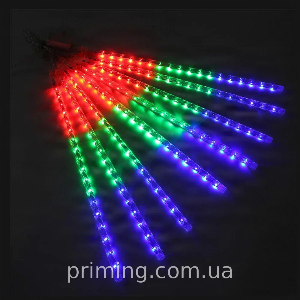 Гирлянда LED Тающие сосульки 3 метра, 8 трубок по 50 см, RGB мультиколор, влагозащищённая, динамическая